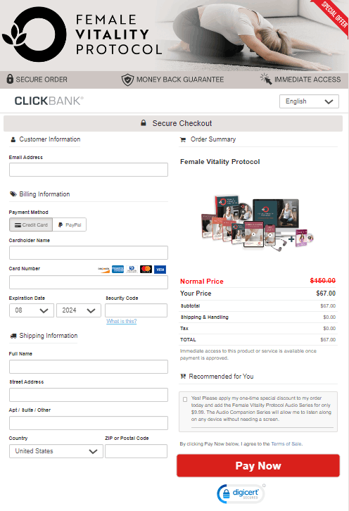 Female Vitality Protocol Secure Checkout